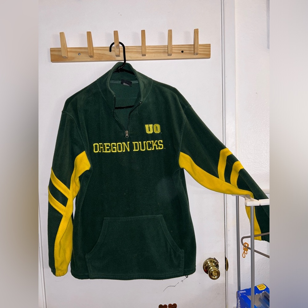 Pro Edge UO Oregon Ducks Embroidered Green Yellow Sweatshirt Jacket Men sz M